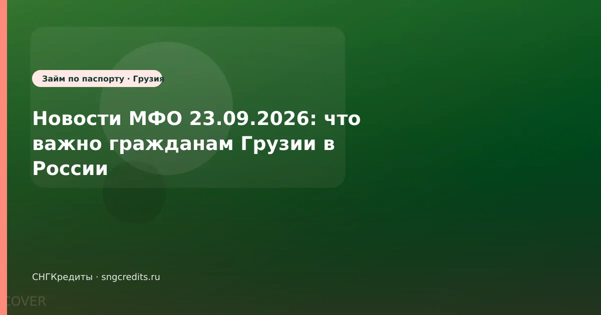 Новости МФО 23.09.2026: что важно гражданам Грузии в России