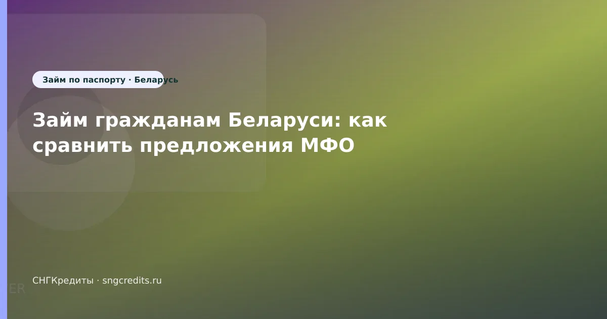 Займ гражданам Беларуси: как сравнить предложения МФО