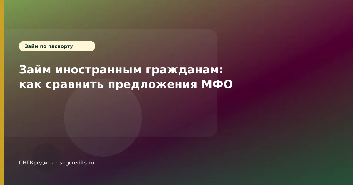 Займ иностранным гражданам: как сравнить предложения МФО
