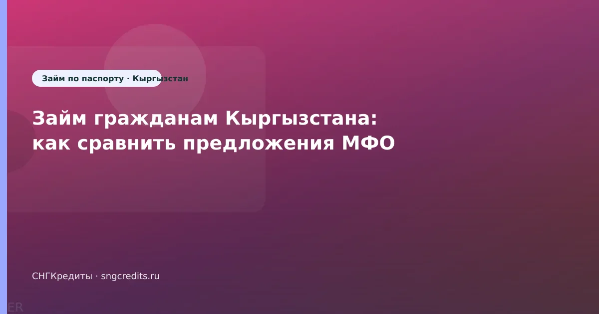 Займ гражданам Кыргызстана: как сравнить предложения МФО