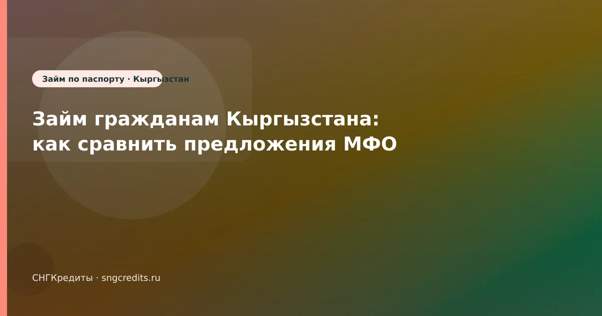 Займ гражданам Кыргызстана: как сравнить предложения МФО